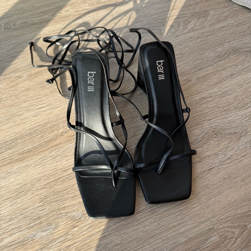 wrap tie square toe block heels - image 1